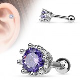Cartilage hélix, tragus 65 - Zircone rond deluxe lilas