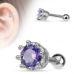 Cartilage hélix, tragus 65 - Zircone rond deluxe lilas
