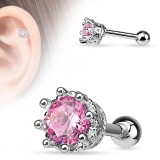 Cartilage hélix, tragus 65 - Zircone rond deluxe rose