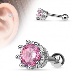 Cartilage hélix, tragus 65 - Zircone rond deluxe rose