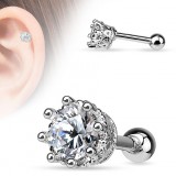 Cartilage hélix, tragus 65 - Zircone rond deluxe transparent