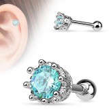 Cartilage hélix, tragus 65 - Zircone rond deluxe bleu-clair