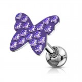 Cartilage hélix, tragus 23 - Férido papillon lilas