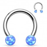 Piercing micro-circulaire 112 - Boules en opale bleue