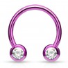 Piercing micro-circulaire 114 - Plaqué-titane lilas cristal de face