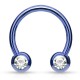 Piercing micro-circulaire 114 - Plaqué-titane bleu cristal de face