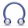 Piercing micro-circulaire 114 - Plaqué-titane bleu cristal de face
