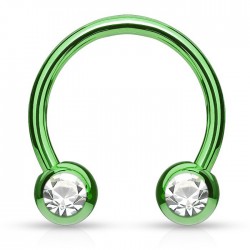Piercing micro-circulaire 114 - Plaqué-titane vert-pomme cristal de face