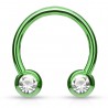 Piercing micro-circulaire 114 - Plaqué-titane vert-pomme cristal de face