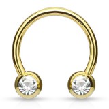 Piercing micro-circulaire 114 - Plaqué-or jaune cristal de face