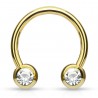 Piercing micro-circulaire 114 - Plaqué-or jaune cristal de face