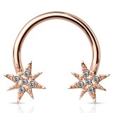 Piercing micro-circulaire 16 - Plaqué-or rose étoile avec cristaux