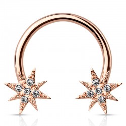 Piercing micro-circulaire 16 - Plaqué-or rose étoile avec cristaux