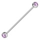 Piercing industriel 10 - Boules avec cristal rose