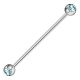 Piercing industriel 10 - Boules avec cristal bleu-clair