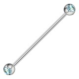 Piercing industriel 10 - Boules avec cristal bleu-clair