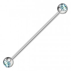 Piercing industriel 10 - Boules avec cristal bleu-clair