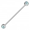 Piercing industriel 10 - Boules avec cristal bleu-clair
