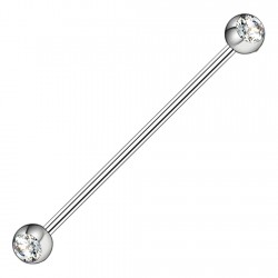 Piercing industriel 10 - Boules avec cristal rose