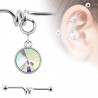 Piercing industriel 145 - Vrille avec cristal rond aurora