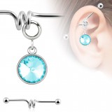 Piercing industriel 145 - Vrille avec cristal rond aurora