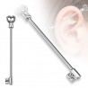 Piercing industriel 125 - Clé avec cristaux transparents