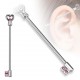 Piercing industriel 125 - Clé avec cristaux roses