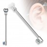 Piercing industriel 125 - Clé avec cristaux bleu-clair