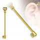 Piercing industriel 125 - Clé gold-ip jaune avec cristaux transparents