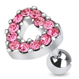 Cartilage hélix, tragus 77 - Cœur multiples cristaux roses