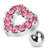 Cartilage hélix, tragus cœur multiples cristaux roses (77)