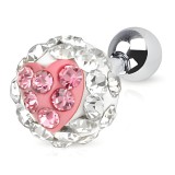 Cartilage hélix, tragus 79 - Férido transparent cœur rose