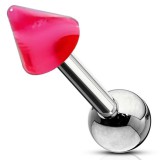 Cartilage hélix, tragus 81 - Acrylique pointe marbre rouge