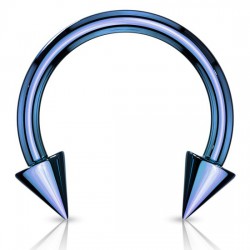 Piercing micro-circulaire 04 - Plaqué titane bleu pointes