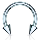 Piercing micro-circulaire 04 - Plaqué titane bleu-clair pointes