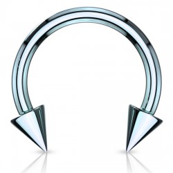 Piercing micro-circulaire 04 - Plaqué titane bleu-clair pointes