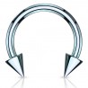 Piercing micro-circulaire 04 - Plaqué titane bleu-clair pointes