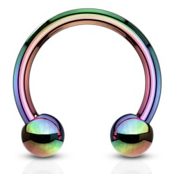 Piercing micro-circulaire 03 - Plaqué-titane boules rainbow