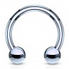 Piercing micro-circulaire 03 - Plaqué-titane boules bleu-clair