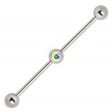 Piercing industriel 86 - Cristal aurora au centre de la barre