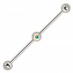 Piercing industriel 86 - Cristal aurora au centre de la barre