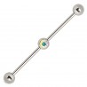 Piercing industriel 86 - Cristal aurora au centre de la barre