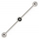 Piercing industriel 86 - Cristal noir au centre de la barre