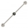 Piercing industriel 86 - Cristal noir au centre de la barre