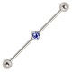 Piercing industriel 86 - Cristal bleu au centre de la barre