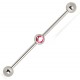 Piercing industriel 86 - Cristal rose au centre de la barre