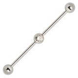 Piercing industriel 86 - Cristal transparent au centre de la barre