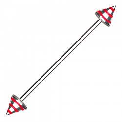 Piercing industriel 93 - Pointes striées rouges et grises