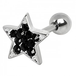 Cartilage hélix, tragus 94 - Multiples cristaux étoile noire