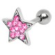 Cartilage hélix, tragus 94 - Multiples cristaux étoile rose
